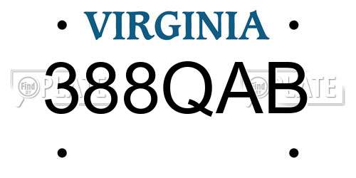 388QAB Virginia License Plate