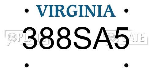 388SA5 Virginia License Plate
