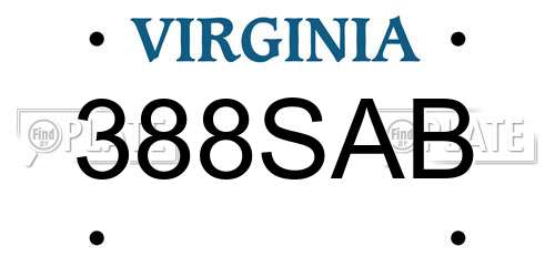 388SAB Virginia License Plate