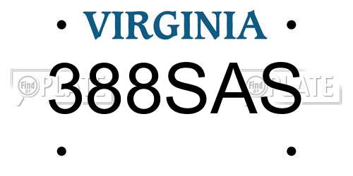 388SAS Virginia License Plate