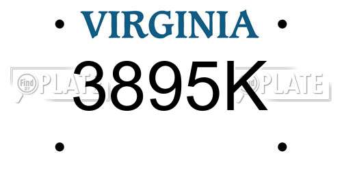3895K Virginia License Plate