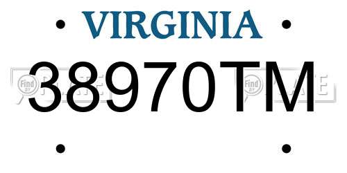 38970TM Virginia License Plate