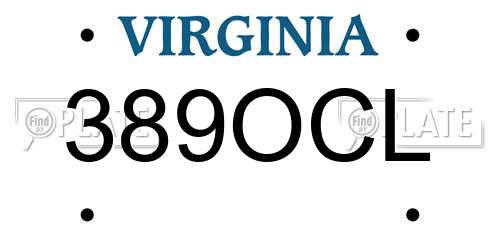 389OCL Virginia License Plate