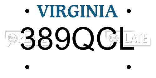 389QCL Virginia License Plate