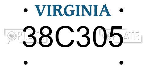 38C305 Virginia License Plate
