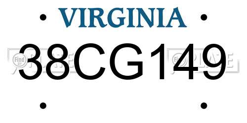38CG149 Virginia License Plate