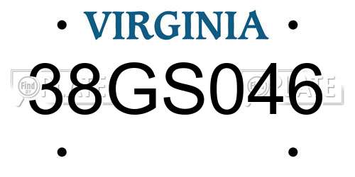 38GS046 Virginia License Plate