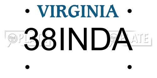 38INDA Virginia License Plate