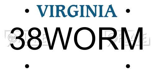 38WORM Virginia License Plate
