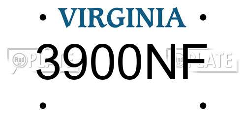 3900NF Virginia License Plate