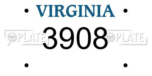 3908 Virginia License Plate