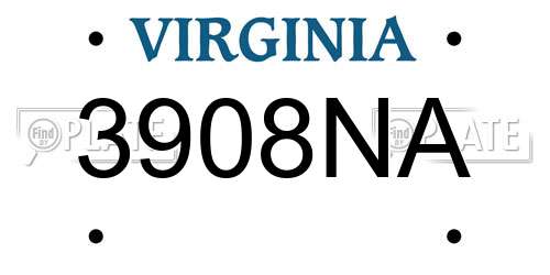 3908NA Virginia License Plate