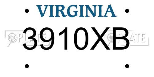 3910XB Virginia License Plate