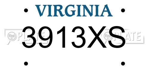 3913XS Virginia License Plate