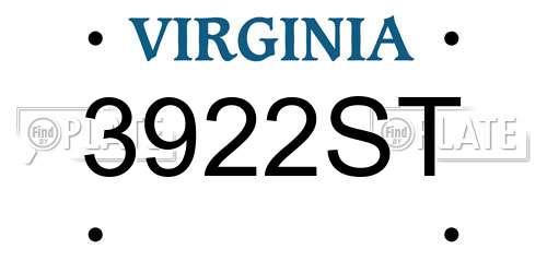 3922ST Virginia License Plate