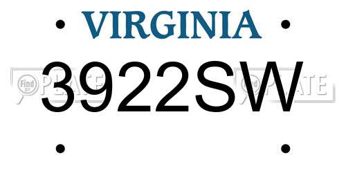 3922SW Virginia License Plate
