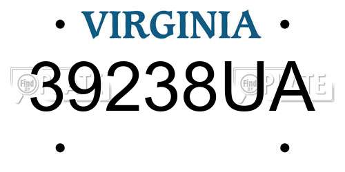 39238UA Virginia License Plate