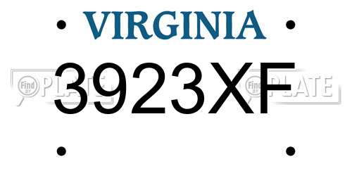 3923XF Virginia License Plate