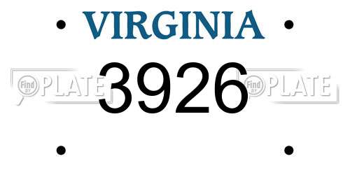 3926 Virginia License Plate