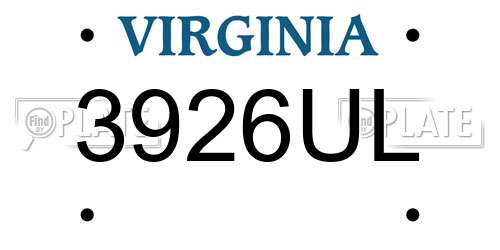 3926UL Virginia License Plate