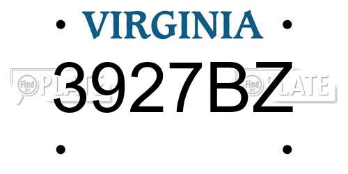 3927BZ Virginia License Plate