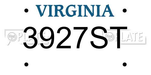 3927ST Virginia License Plate