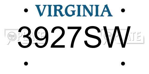 3927SW Virginia License Plate