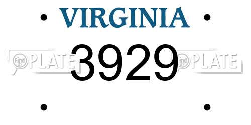 3929 Virginia License Plate