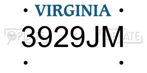 3929JM Virginia License Plate