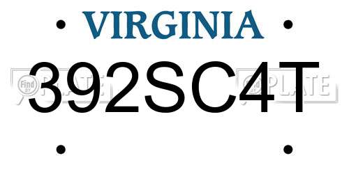 392SC4T Virginia License Plate