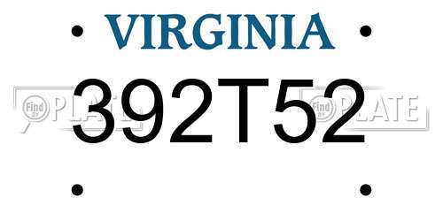 392T52 Virginia License Plate