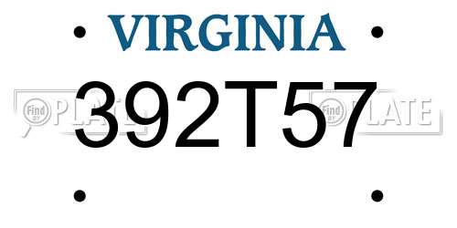 392T57 Virginia License Plate