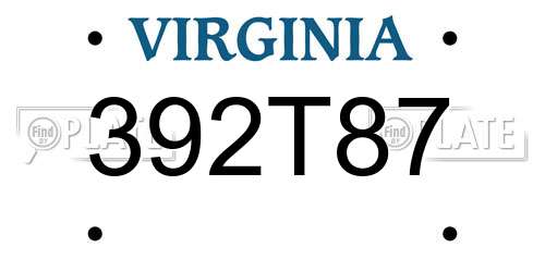 392T87 Virginia License Plate