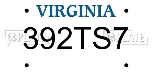 392TS7 Virginia License Plate