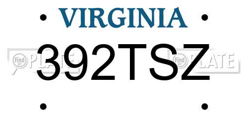 392TSZ Virginia License Plate