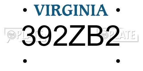 392ZB2 Virginia License Plate