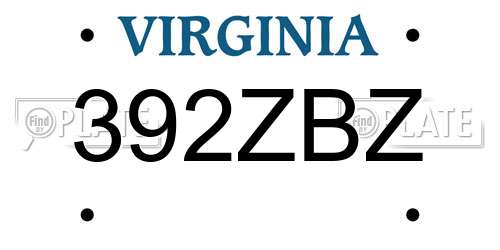 392ZBZ Virginia License Plate