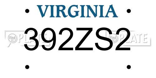 392ZS2 Virginia License Plate