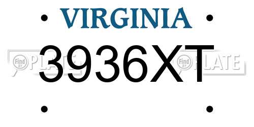 3936XT Virginia License Plate