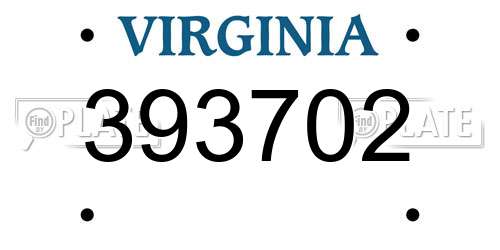 393702 Virginia License Plate