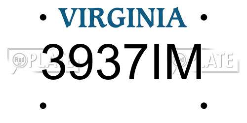 3937IM Virginia License Plate