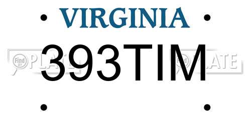 393TIM Virginia License Plate