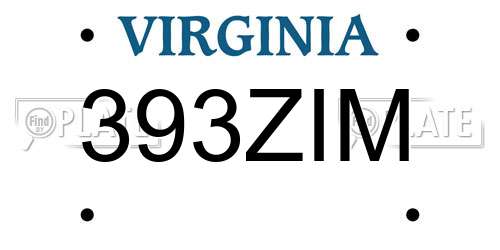 393ZIM Virginia License Plate