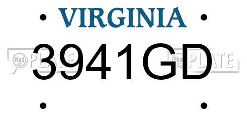3941GD Virginia License Plate
