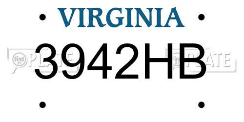 3942HB Virginia License Plate