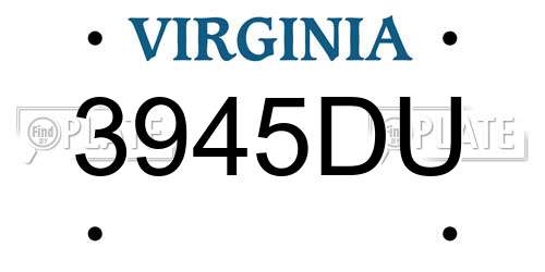 3945DU Virginia License Plate