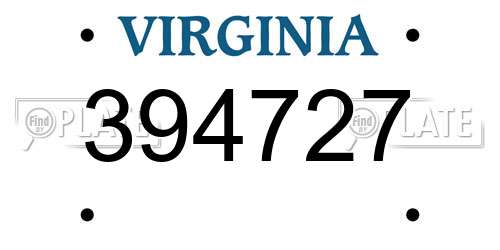 394727 Virginia License Plate