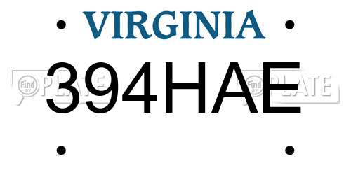 394HAE Virginia License Plate