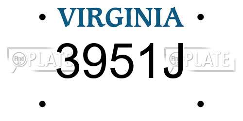 3951J Virginia License Plate