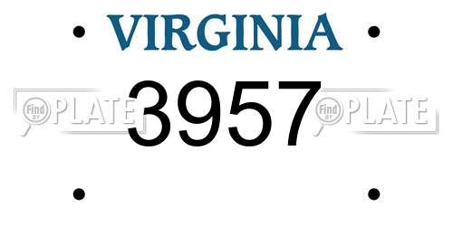 3957 Virginia License Plate